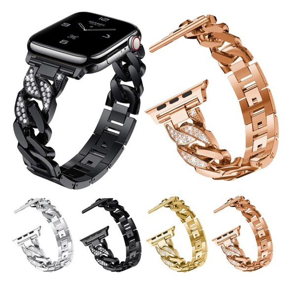 Luxury Premium Watch Strap Metal Band Diamond Chain Bracelet For Apple Watch - Picture 2 of 11